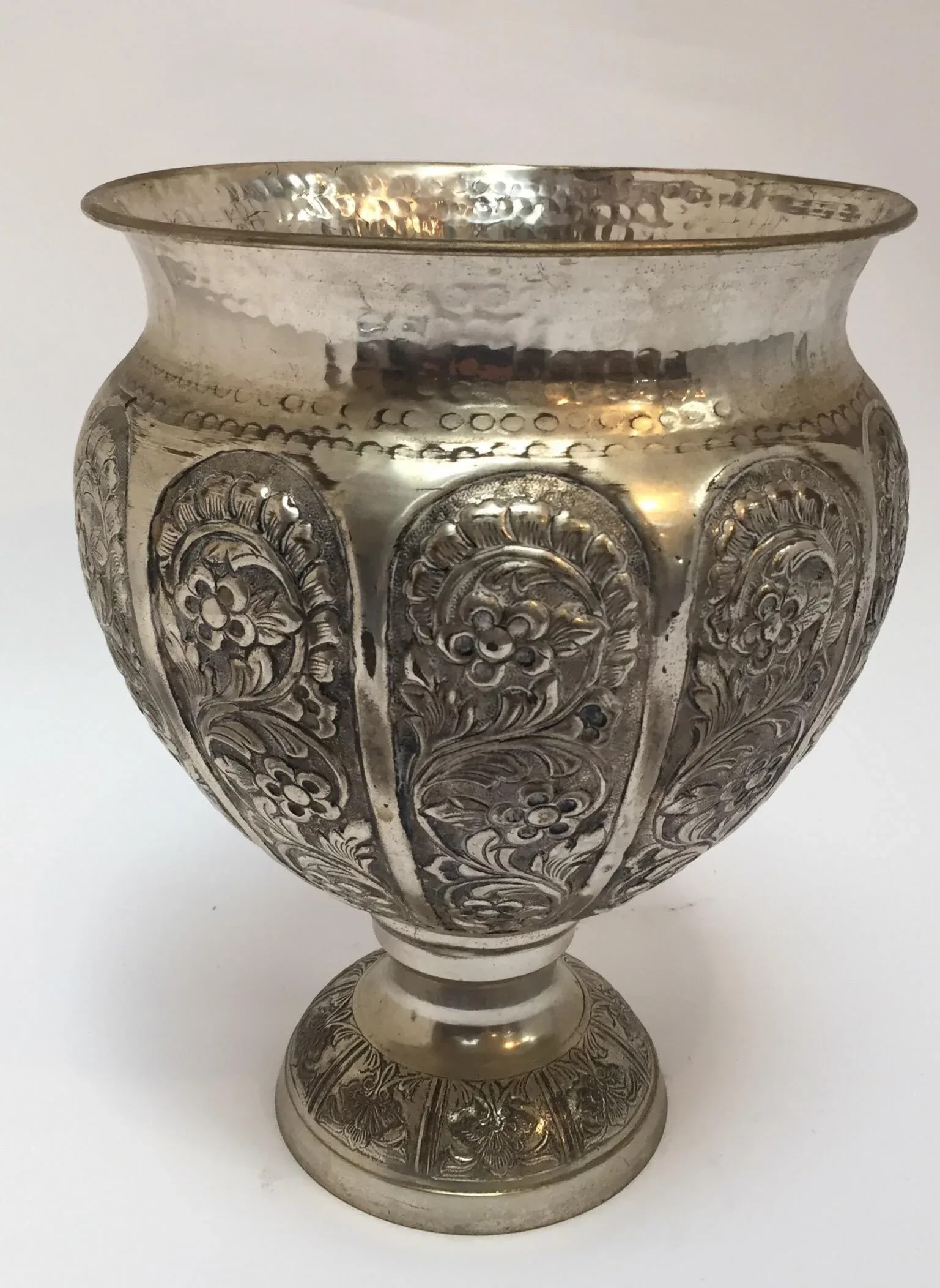Anglo-Raj Style Silvered Footed Vase - 5