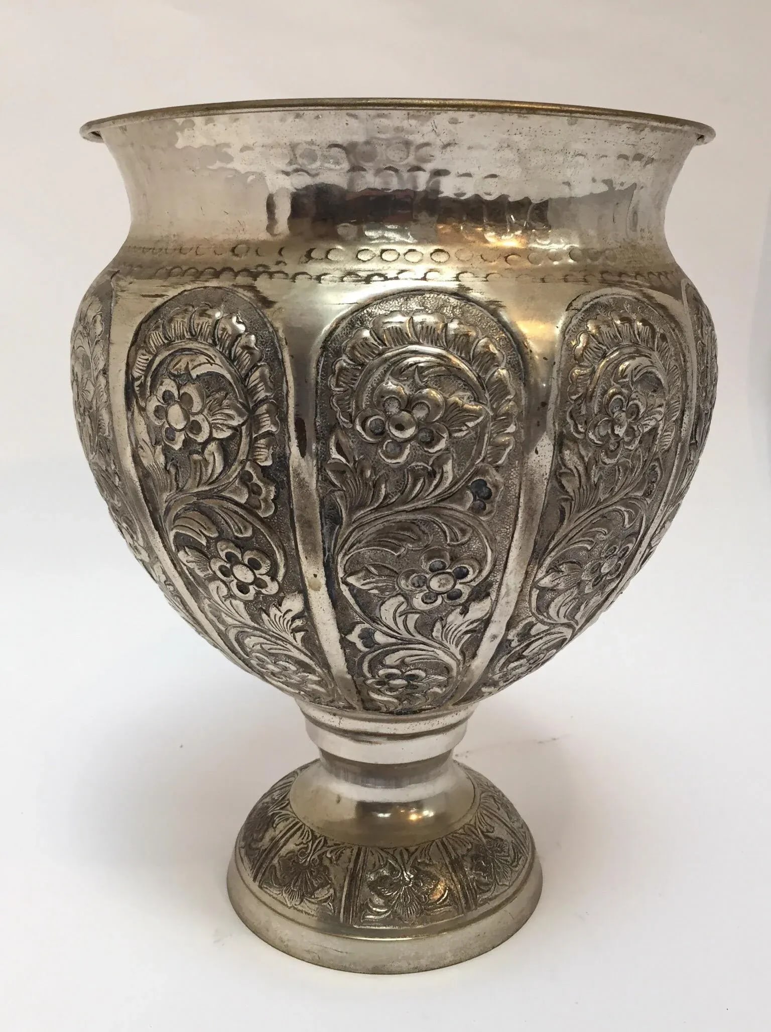 Anglo-Raj Style Silvered Footed Vase - 6