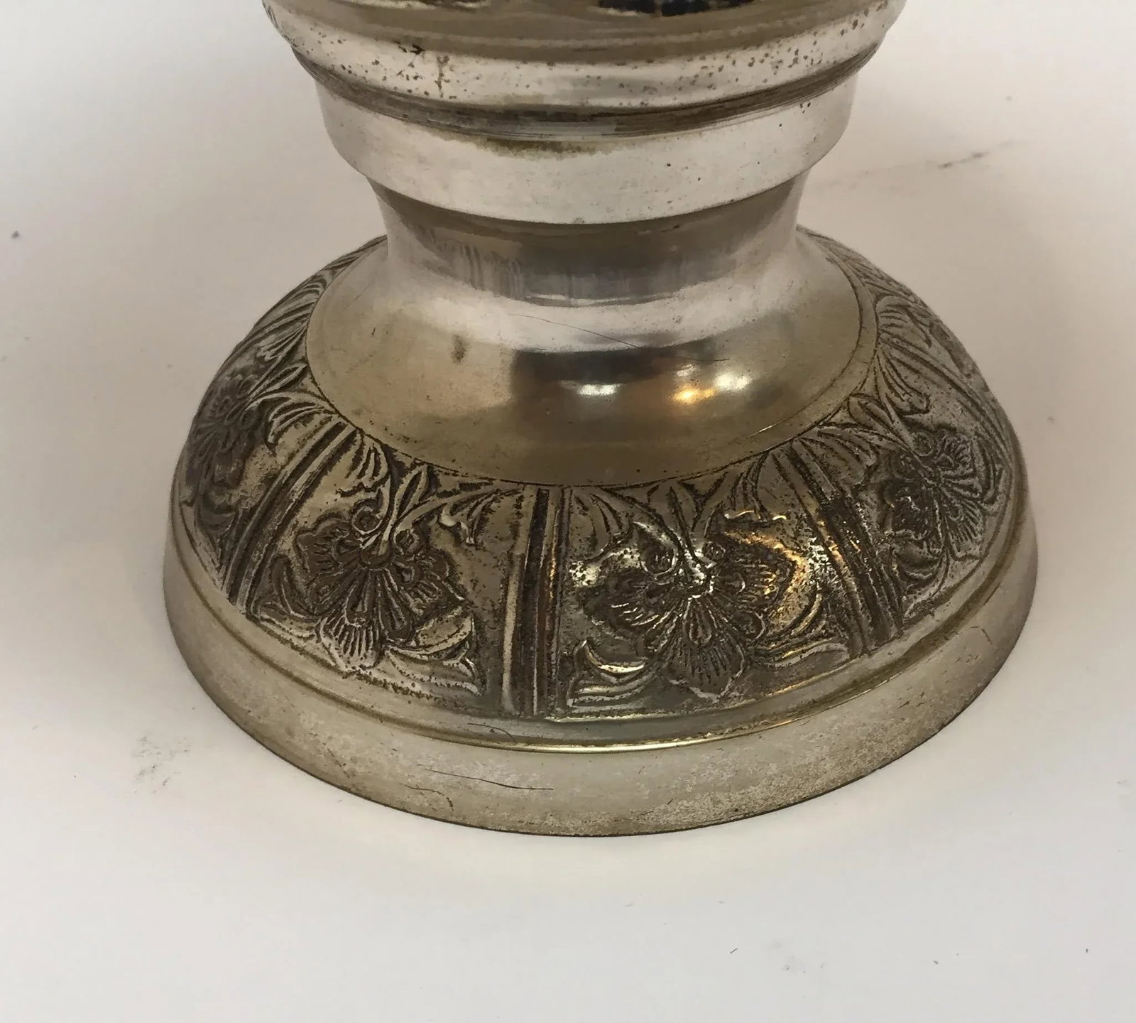 Anglo-Raj Style Silvered Footed Vase - 7