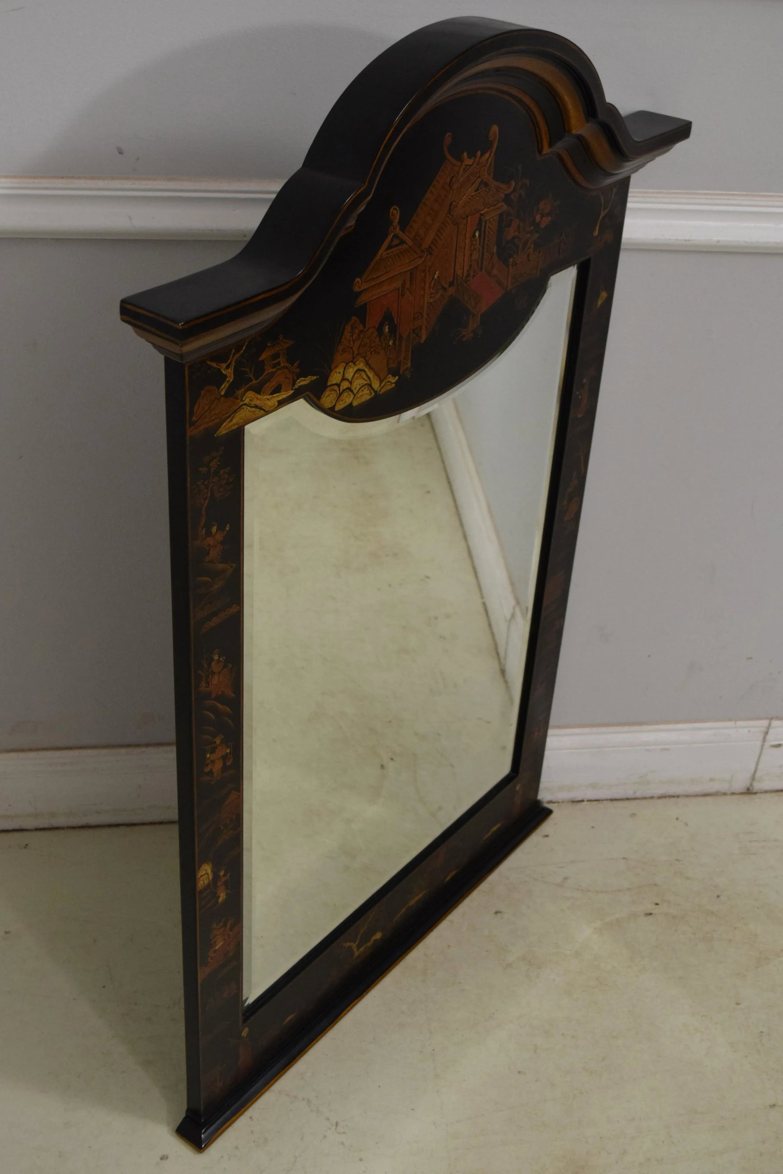 Lineage Chinoiserie Decorated Beveled Glass Mirror - 7