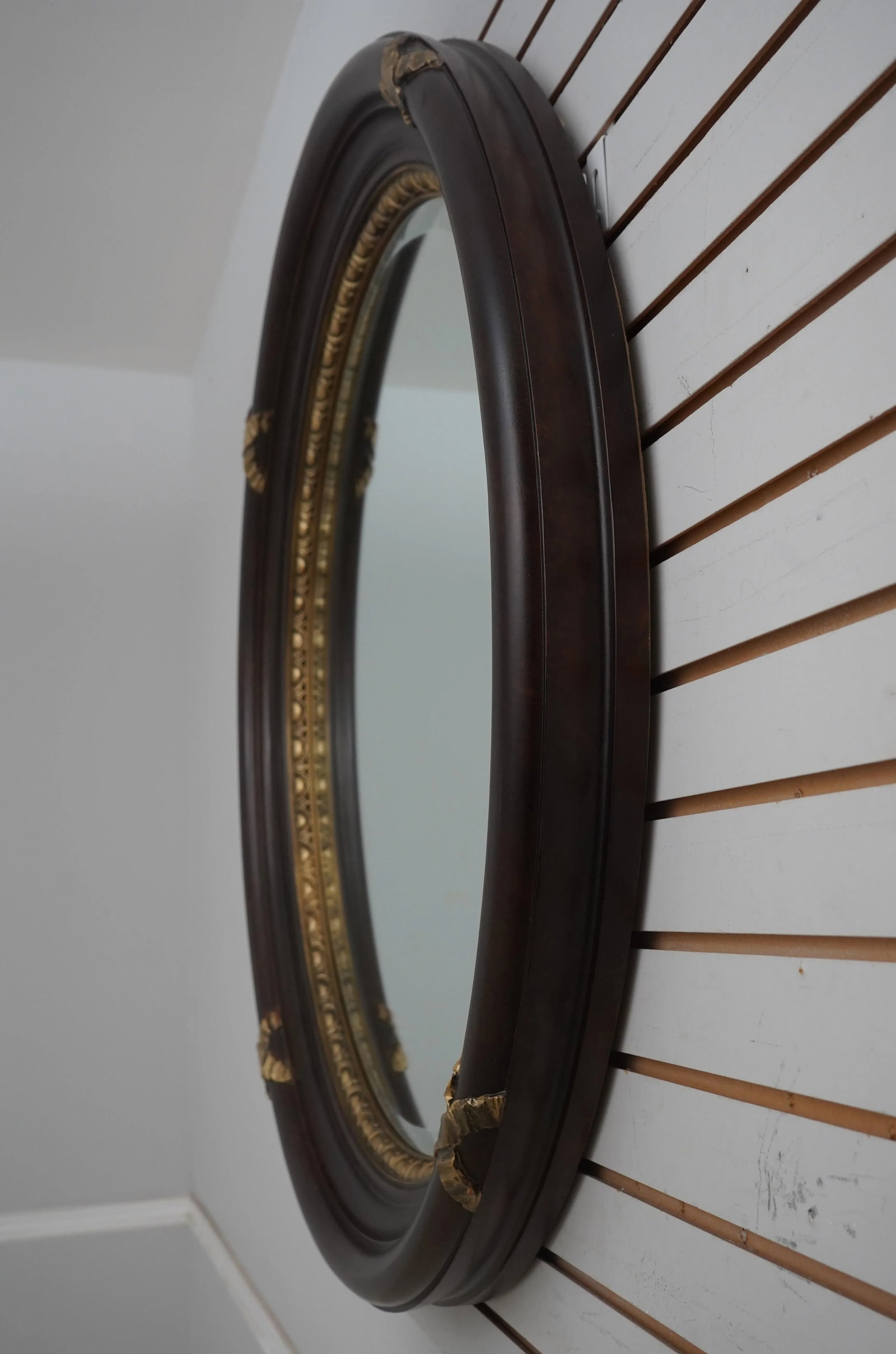 Round Large Regency Style Beveled Mirror - 2
