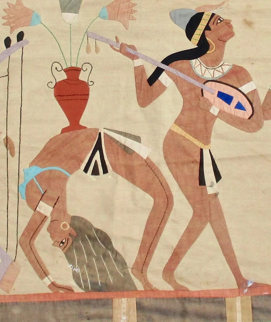 1970s Vintage Ancient Scene Large Scale Egyptian Applique Textile - 2