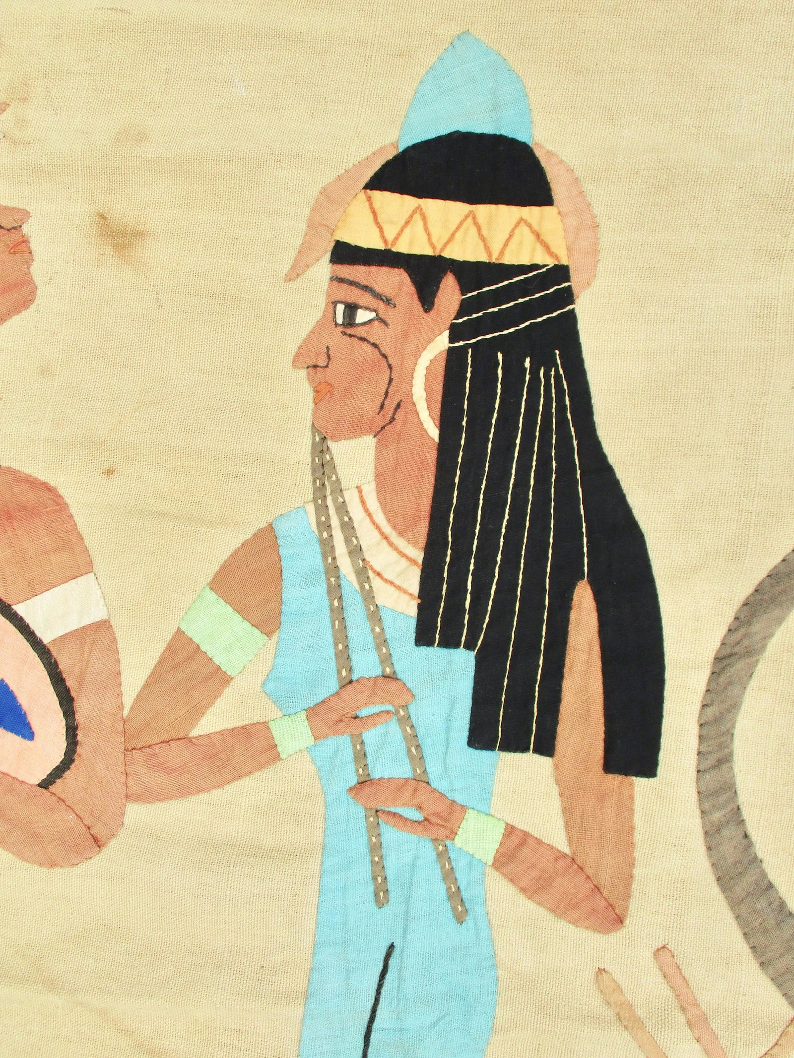 1970s Vintage Ancient Scene Large Scale Egyptian Applique Textile - 4