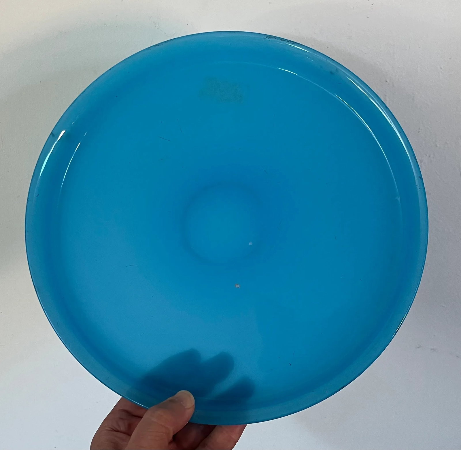 Antique 19th Century French Blue Opaline Glass Tray or Round Platter - 2