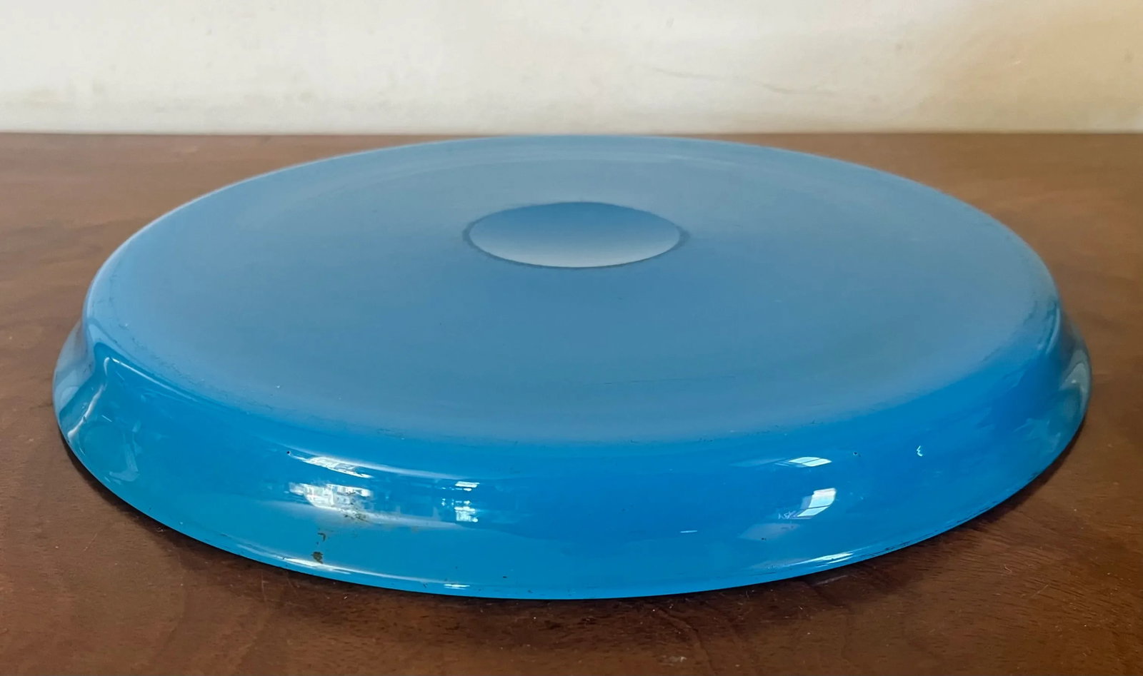 Antique 19th Century French Blue Opaline Glass Tray or Round Platter - 3