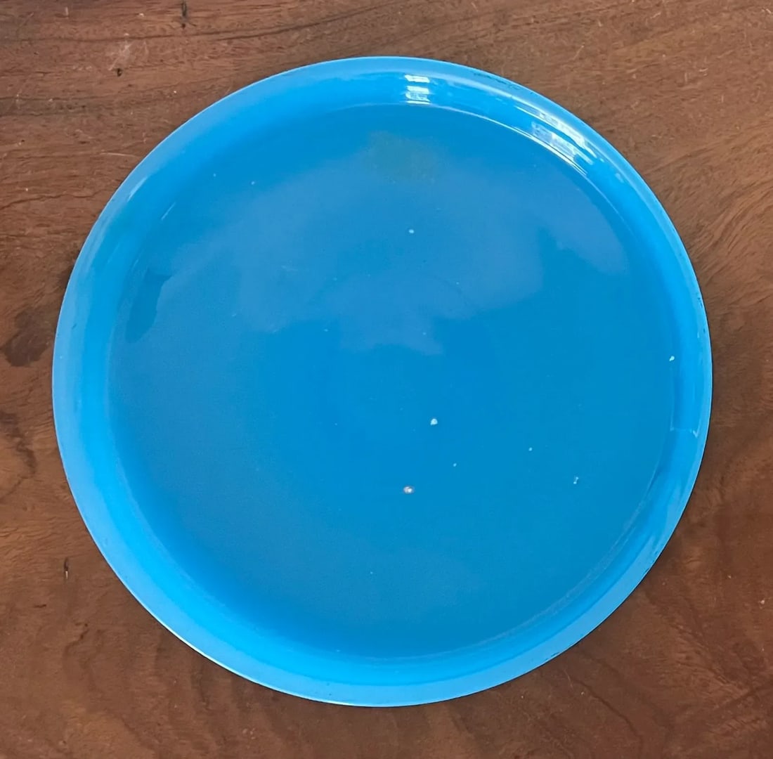 Antique 19th Century French Blue Opaline Glass Tray or Round Platter - 5
