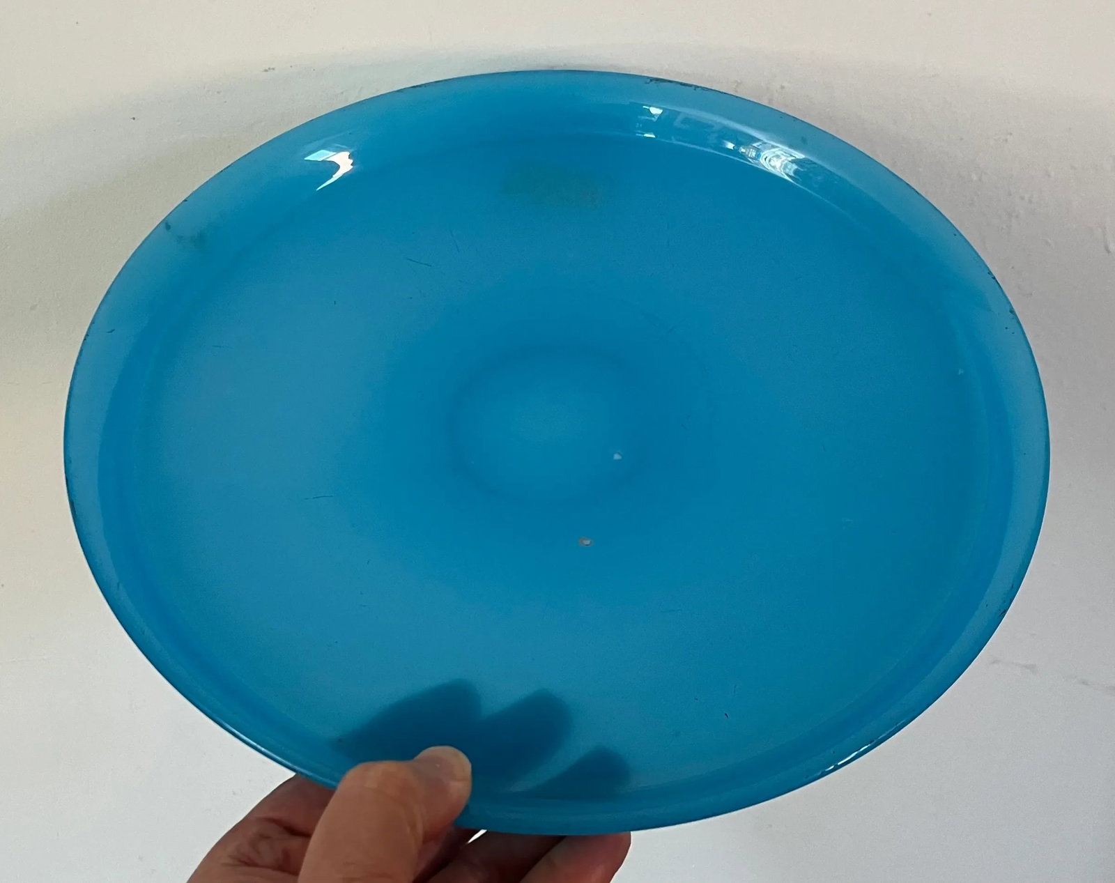 Antique 19th Century French Blue Opaline Glass Tray or Round Platter - 6