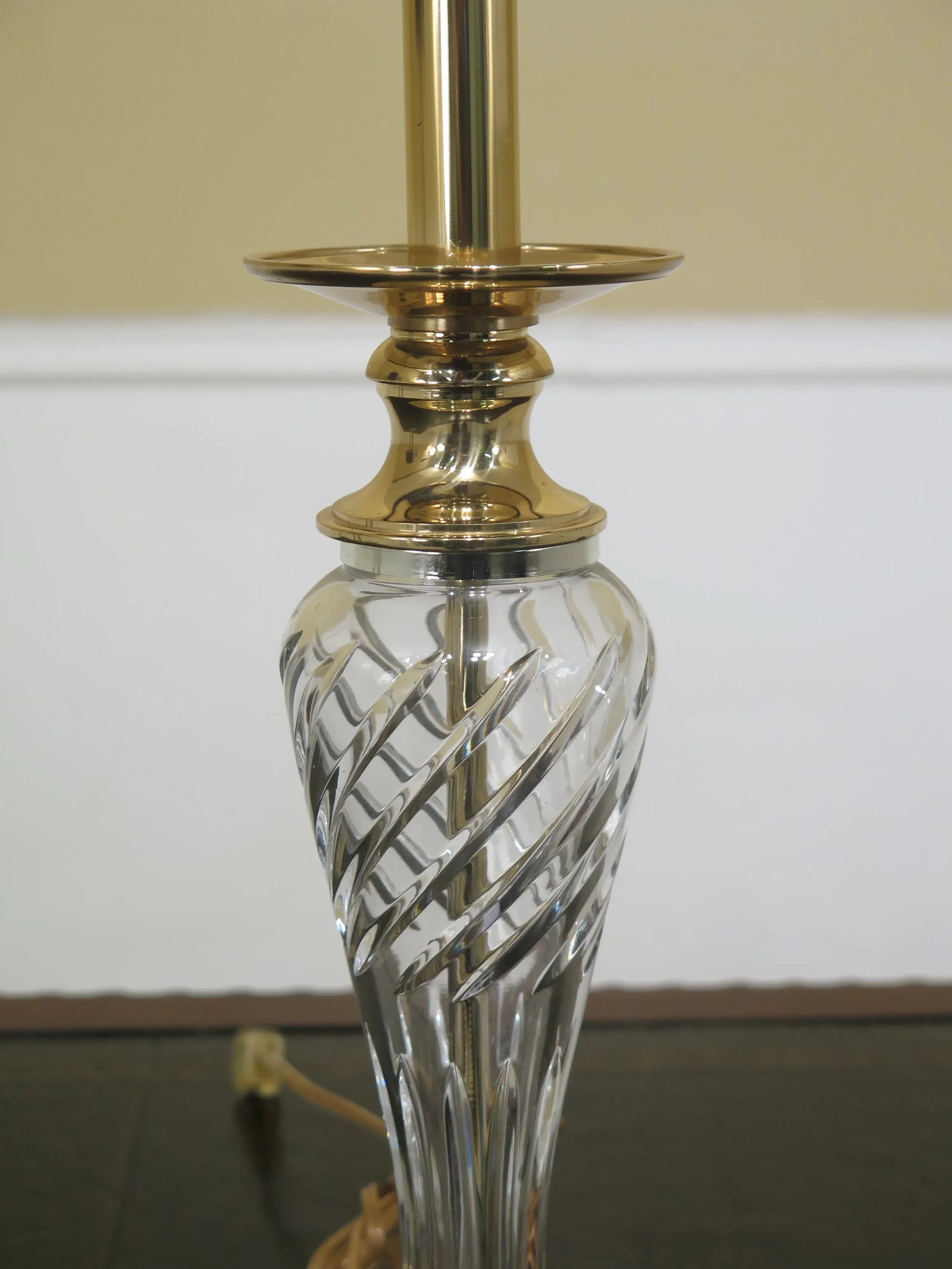 Crystal & Brass Table Lamp in Waterford Style - 3