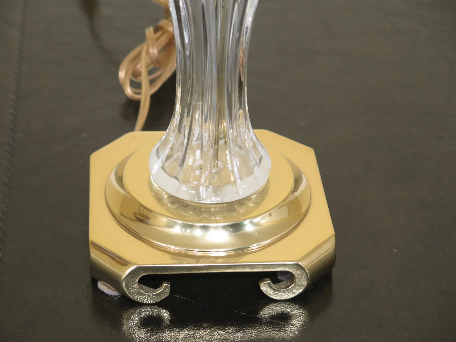 Crystal & Brass Table Lamp in Waterford Style - 4