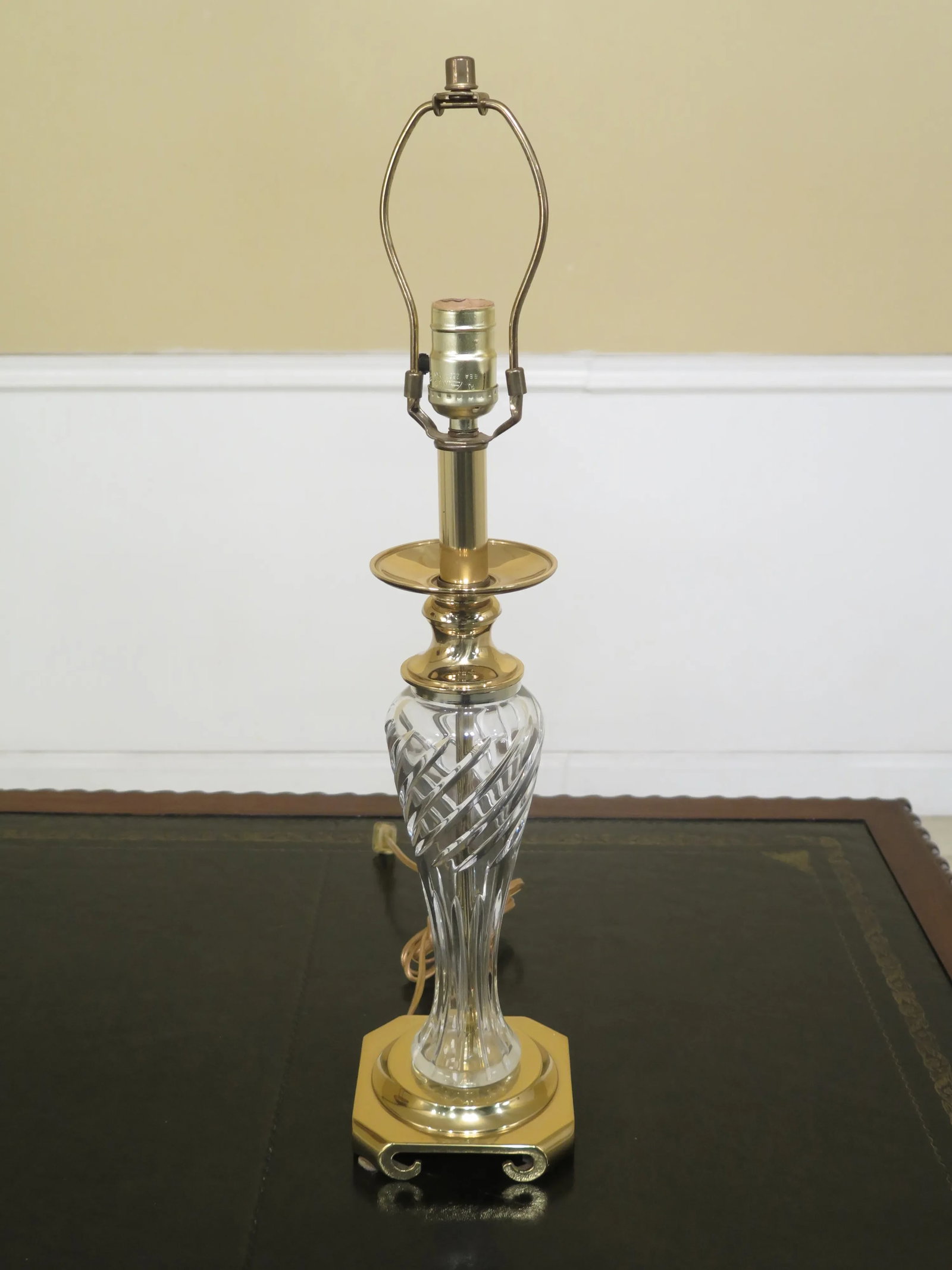 Crystal & Brass Table Lamp in Waterford Style - 6