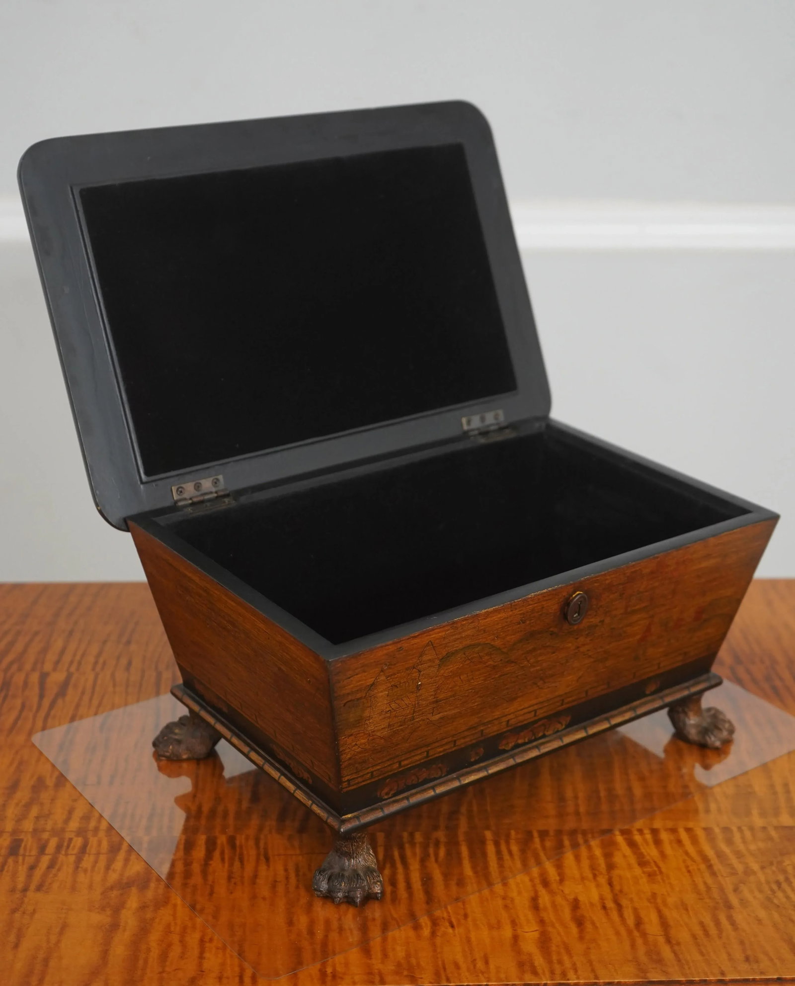 Neoclassical Dresser Top Jewelry Box W. Paw Feet - 2