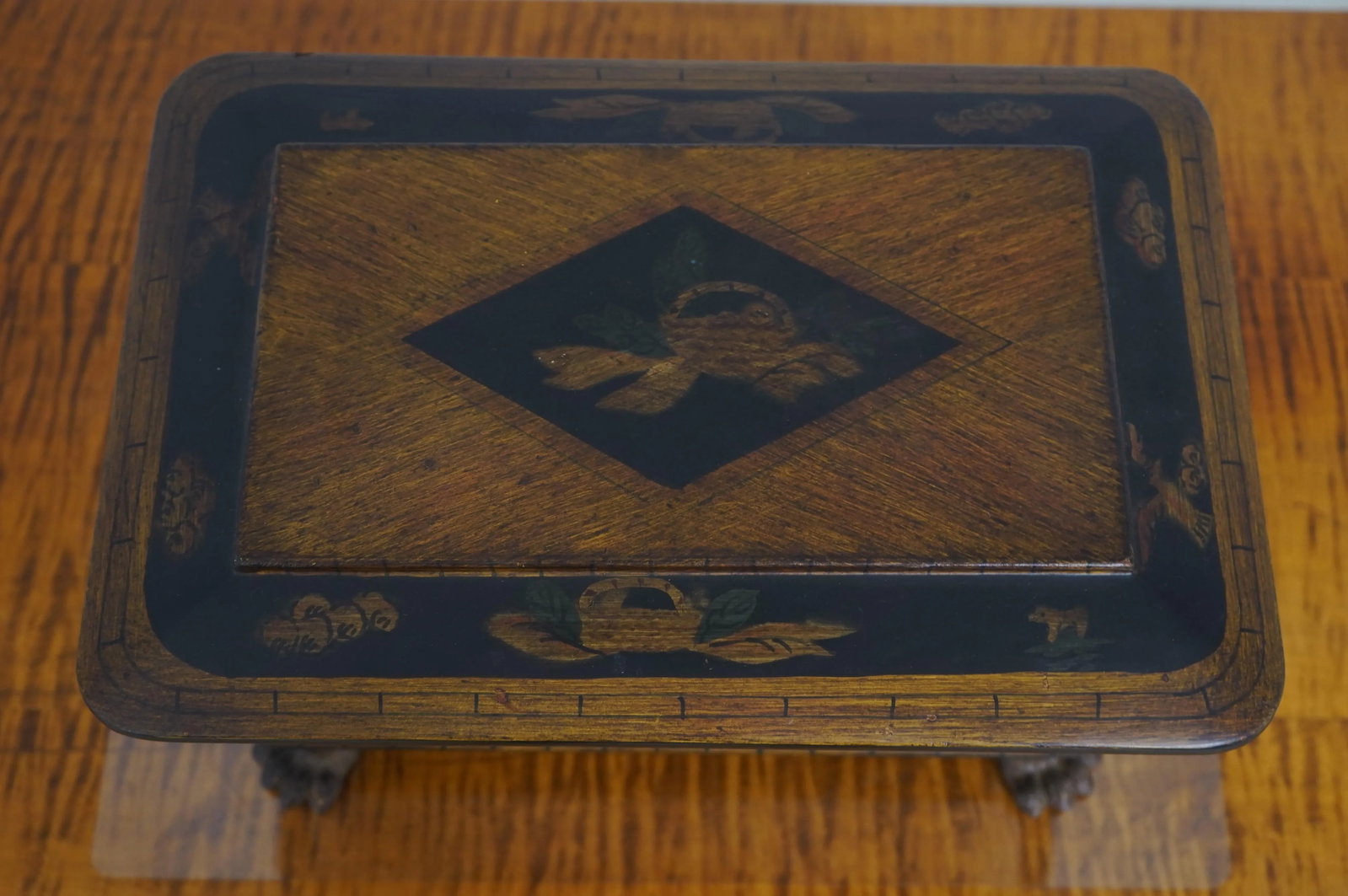 Neoclassical Dresser Top Jewelry Box W. Paw Feet - 4