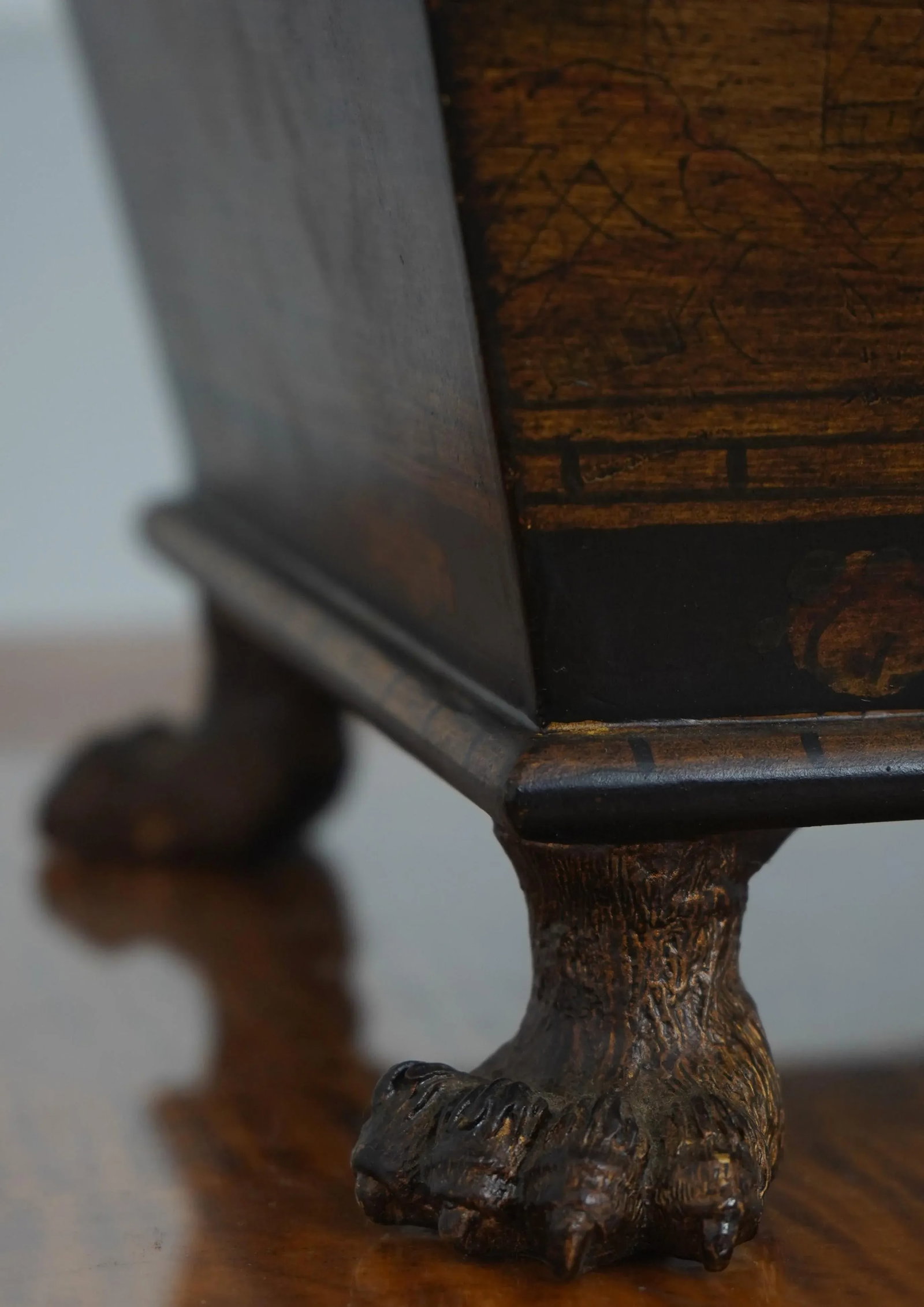 Neoclassical Dresser Top Jewelry Box W. Paw Feet - 5