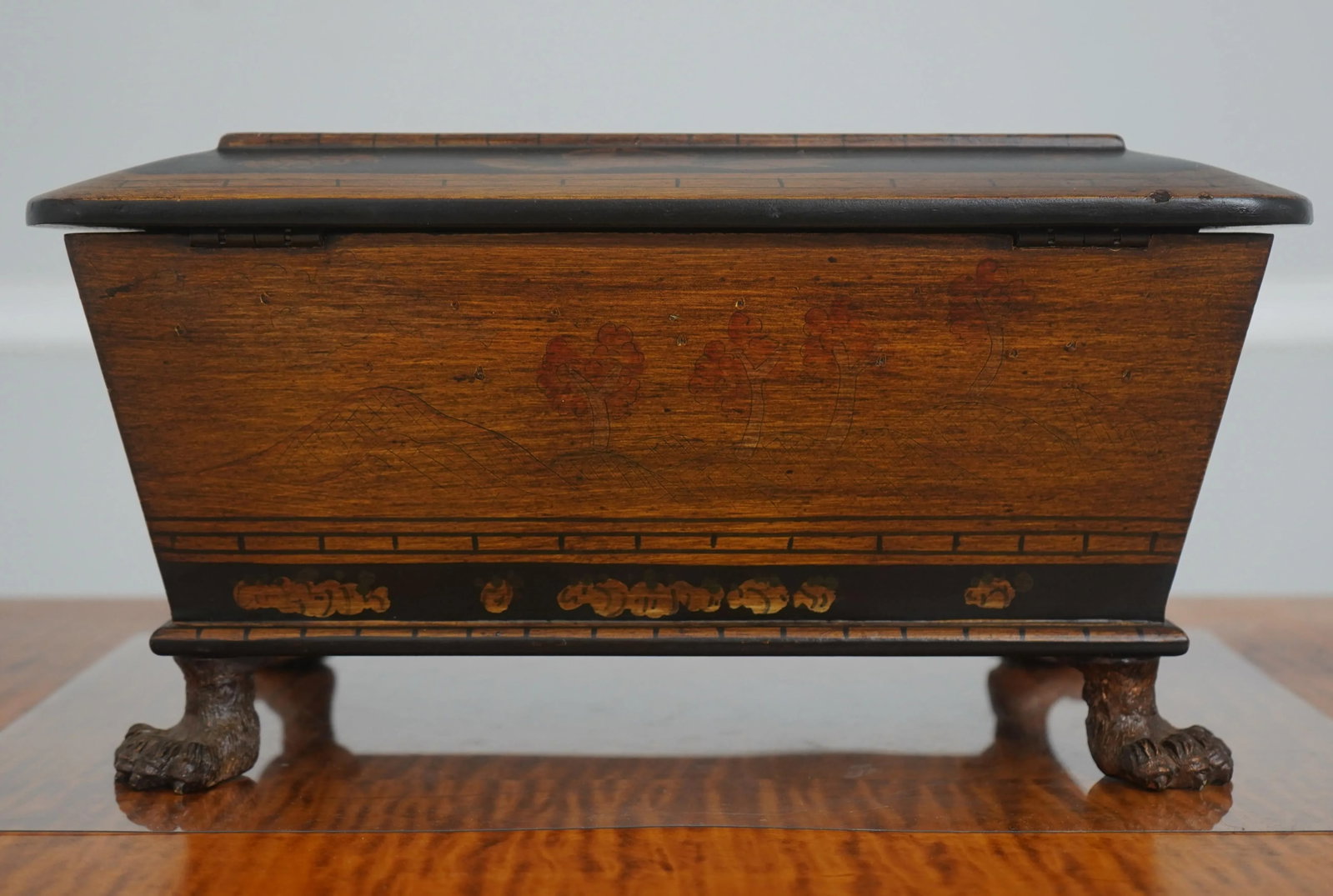 Neoclassical Dresser Top Jewelry Box W. Paw Feet - 6