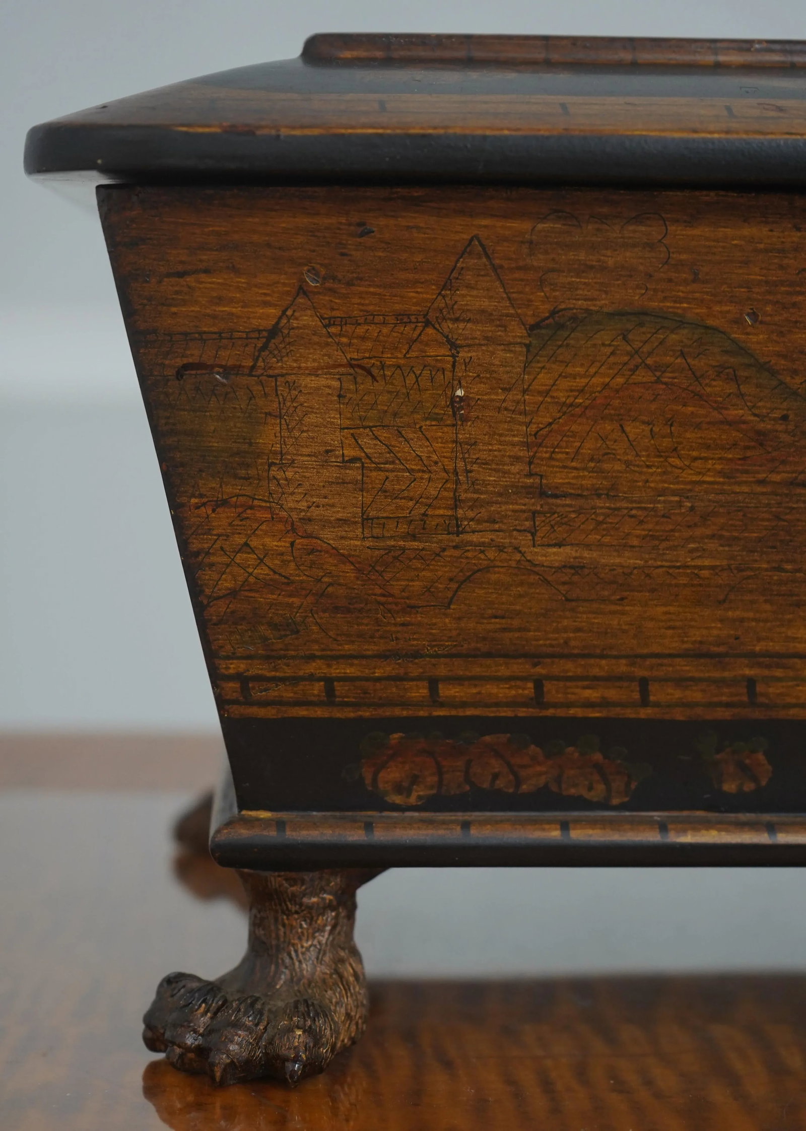Neoclassical Dresser Top Jewelry Box W. Paw Feet - 8