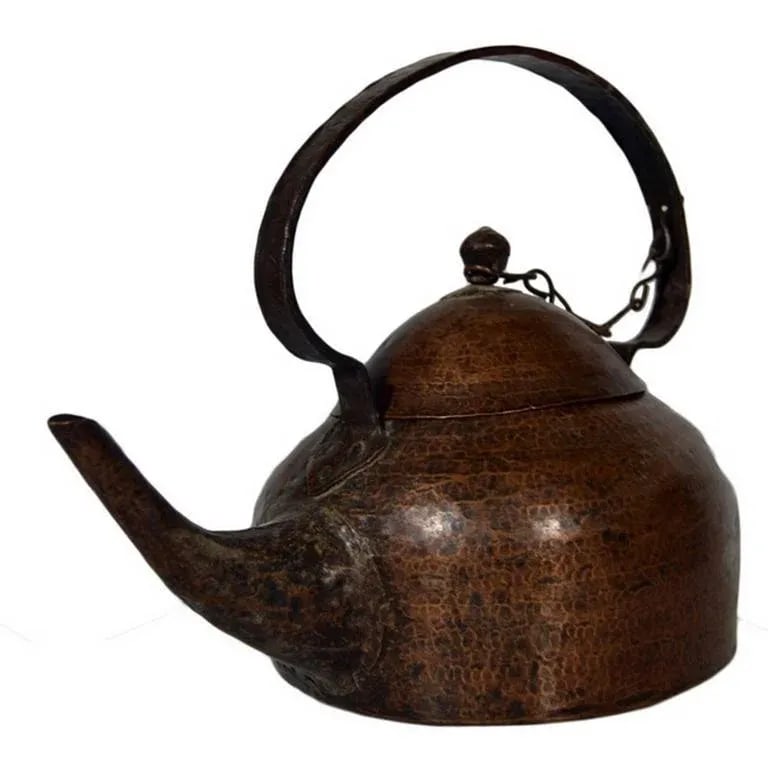 Vintage Hand-Hammered Copper Teapot With Patina From 20th Century, India - 2