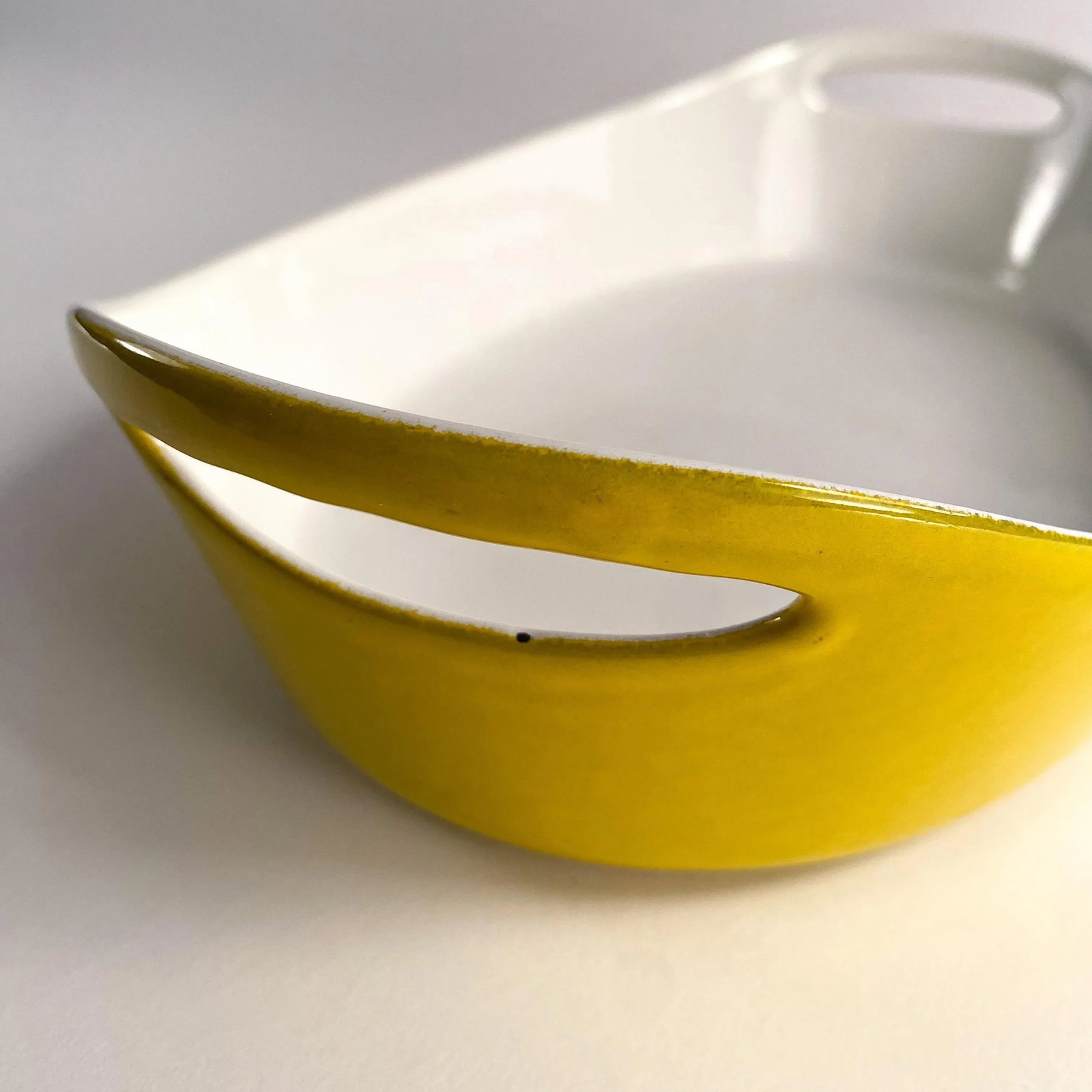 Vintage Yellow Enameled Castiron Casserole Dish by Michael Lax for Copco - 2
