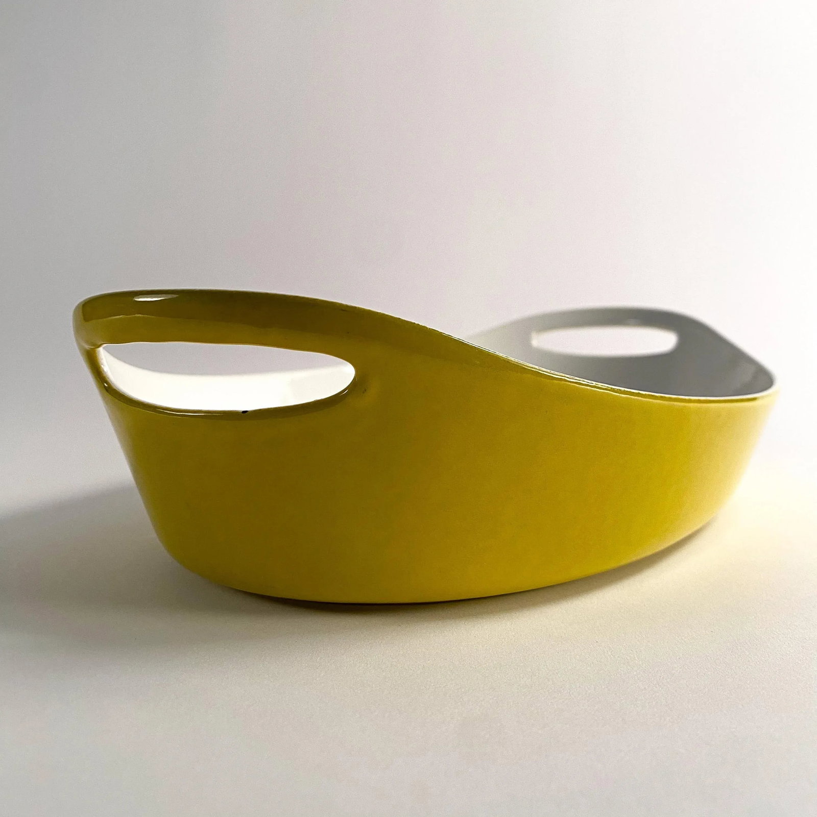 Vintage Yellow Enameled Castiron Casserole Dish by Michael Lax for Copco - 7