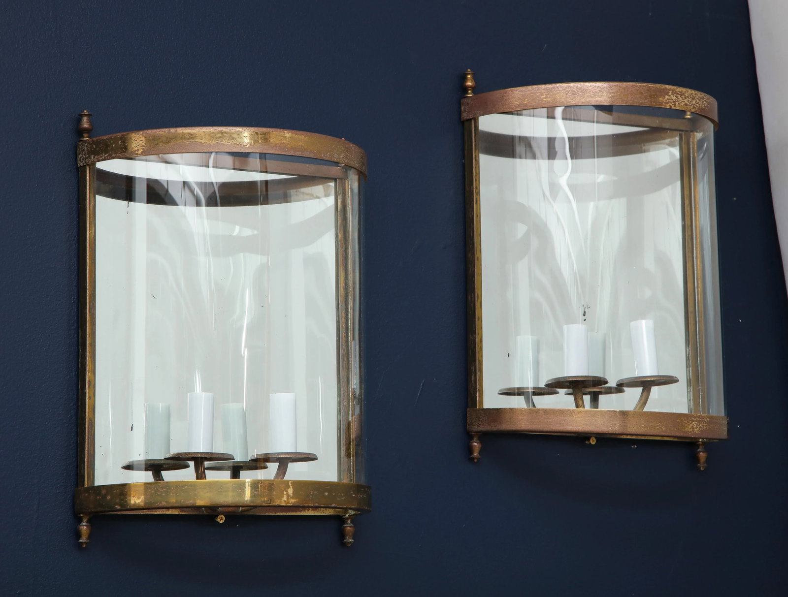 Brass Mirror and Glass Neoclassical Sconces, France, 1960s - a Pair - 2