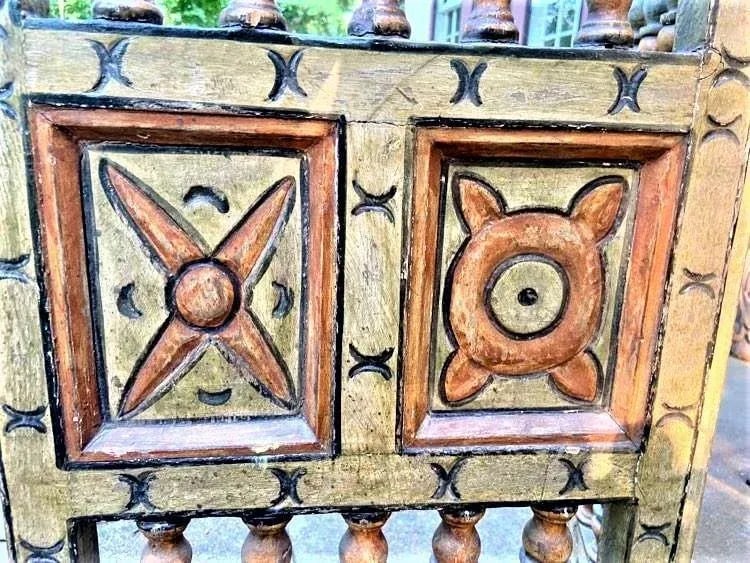 Extraordinary Antique Painted 18th Century Spanish Colonial Room Divider From Mexico - 6