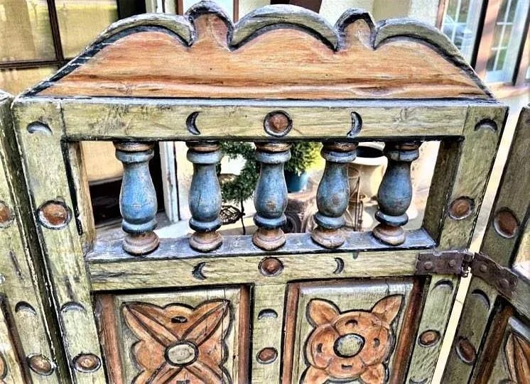 Extraordinary Antique Painted 18th Century Spanish Colonial Room Divider From Mexico - 7