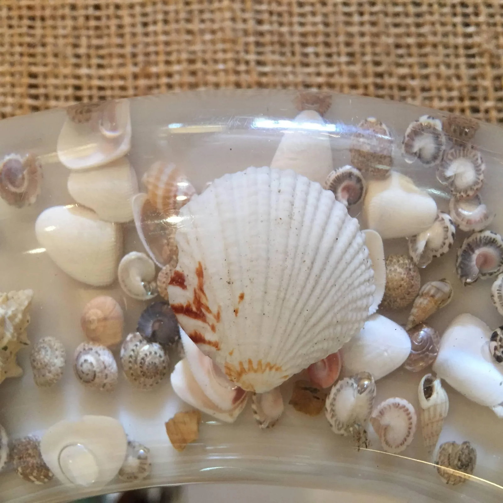Lucite and Shell Midcentury Modern Round Mirror - 4