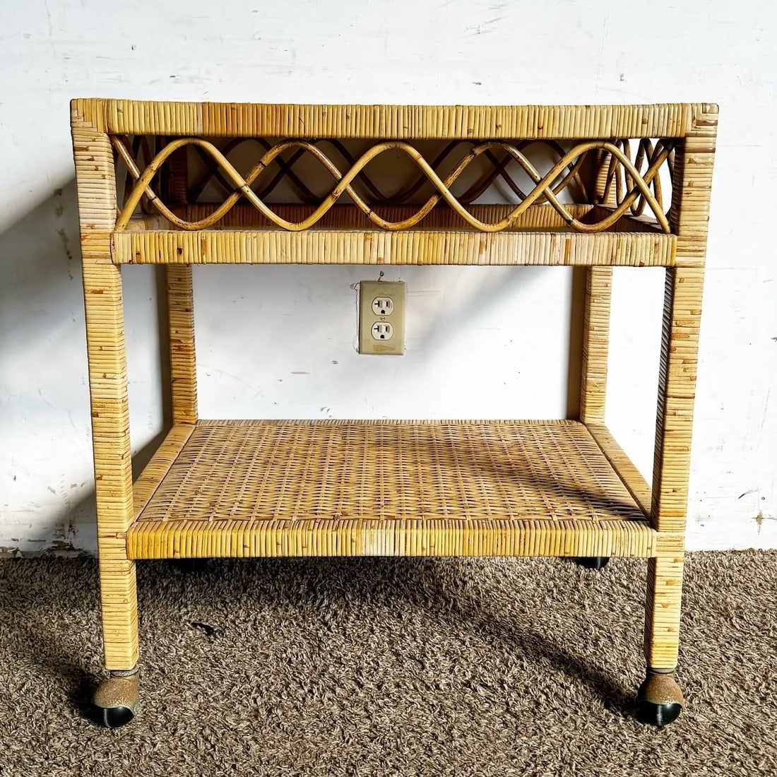 Boho Chic Wicker Two Tier Cart - 3