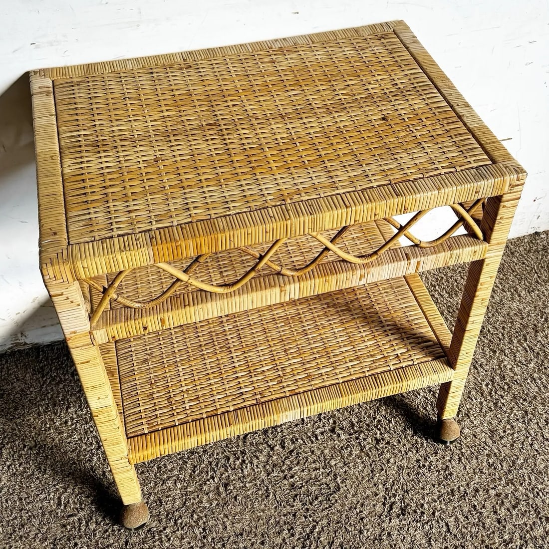 Boho Chic Wicker Two Tier Cart - 4