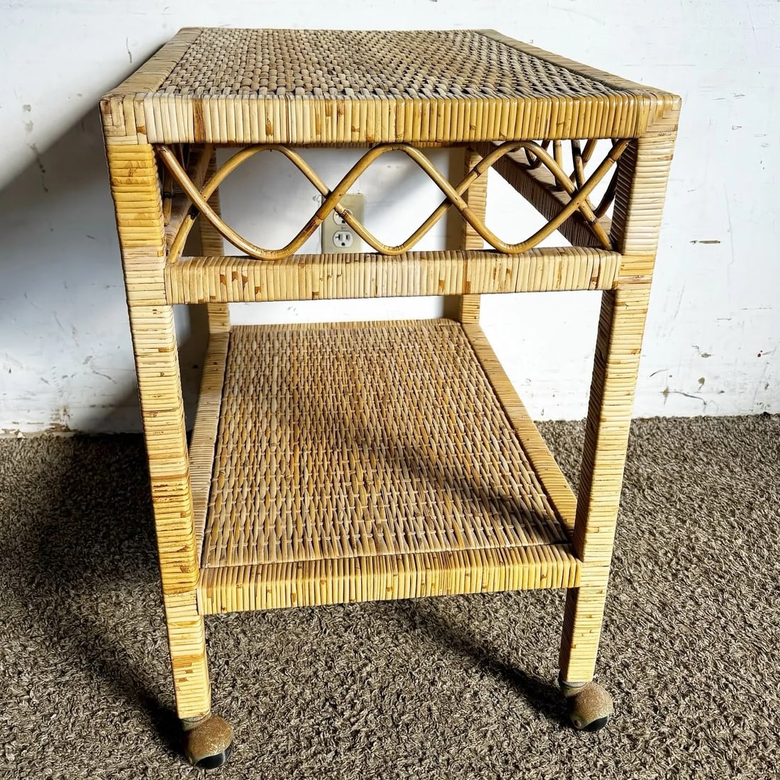 Boho Chic Wicker Two Tier Cart - 7
