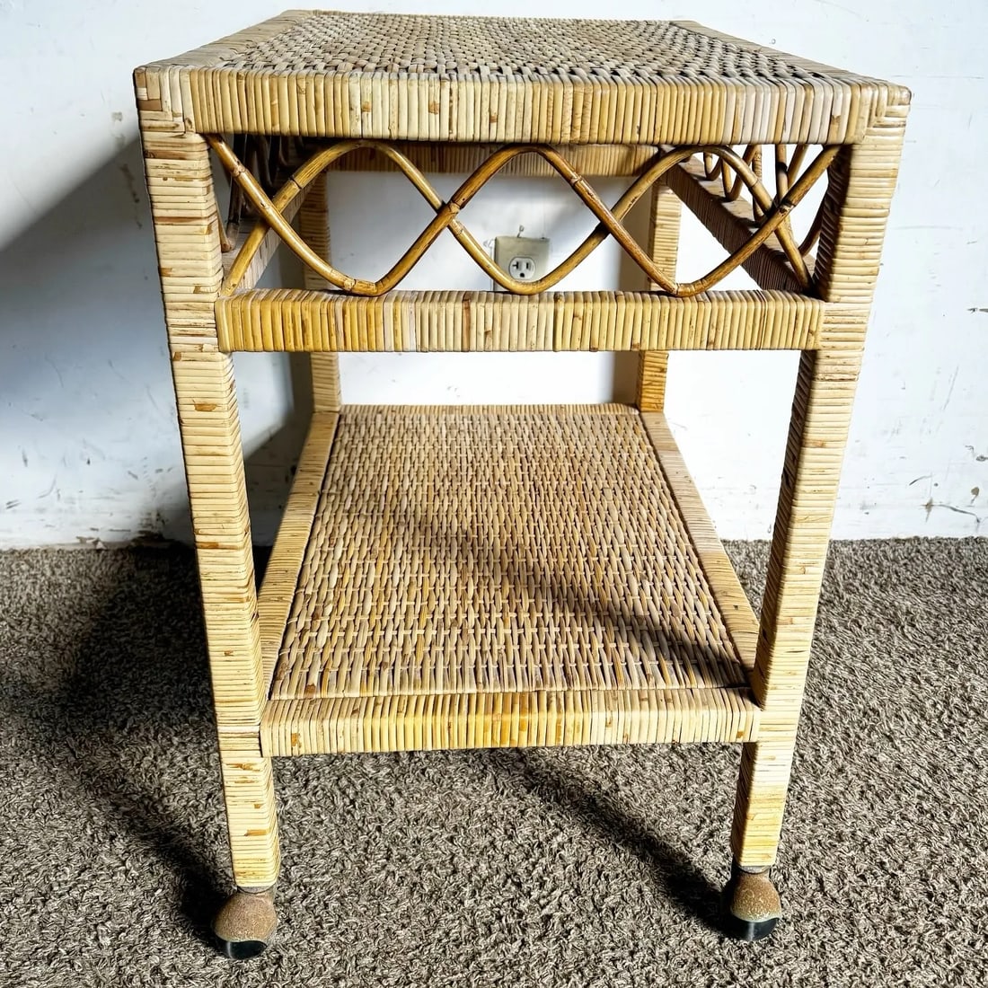 Boho Chic Wicker Two Tier Cart - 8