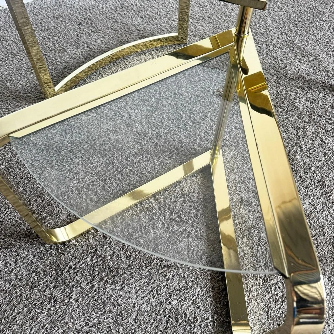 Mid Century Modern Gold Fan Coffee Nesting Table - Three Tier - 8