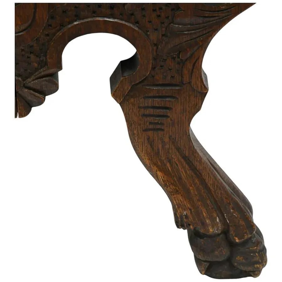 Antique Handcrafted Oak Sgabello Griffon Hall Chair - 8