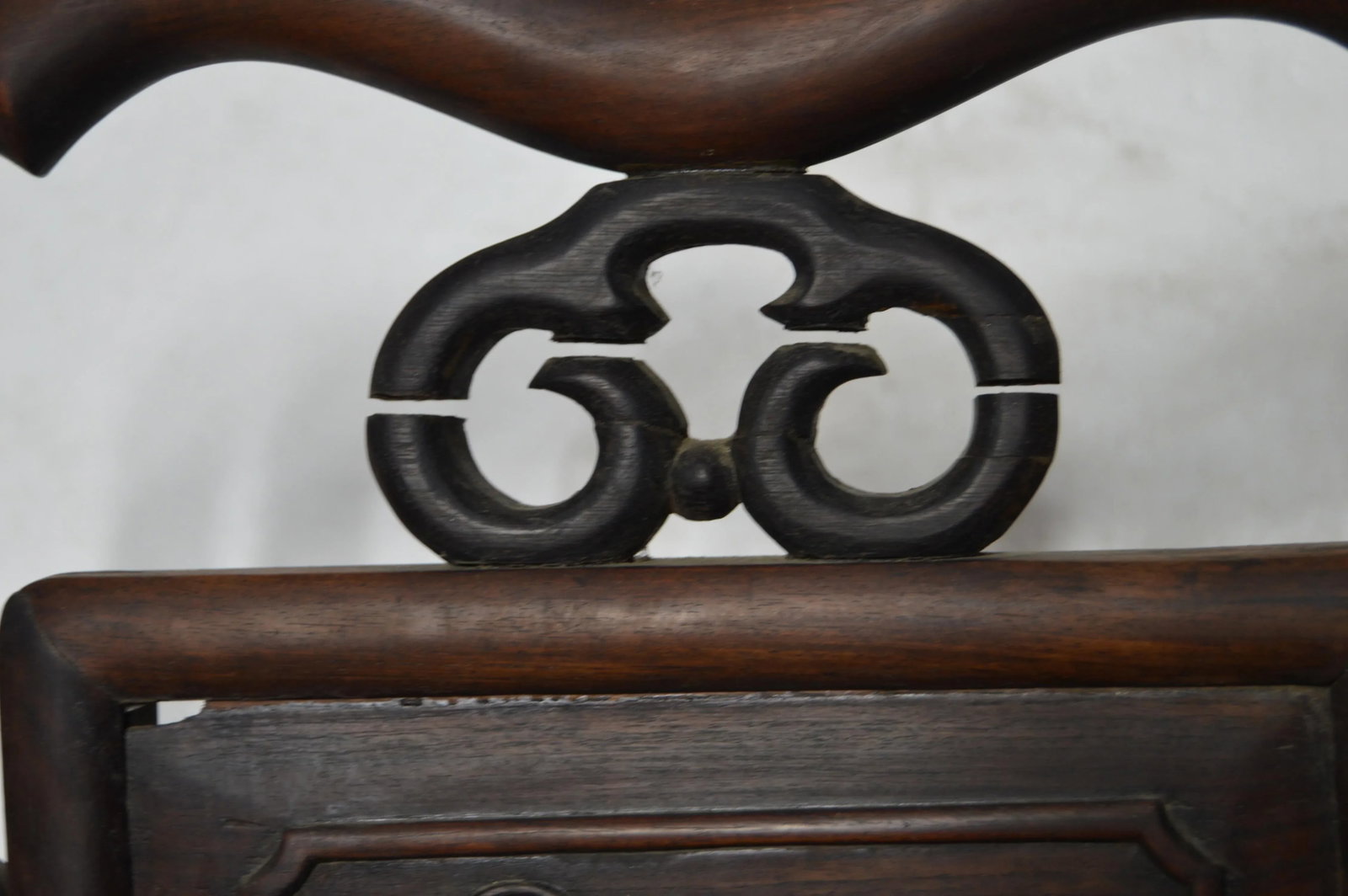 Yumu Wood Chinese Chair With Hand-Carved Decor and Lacquered Finish - 3