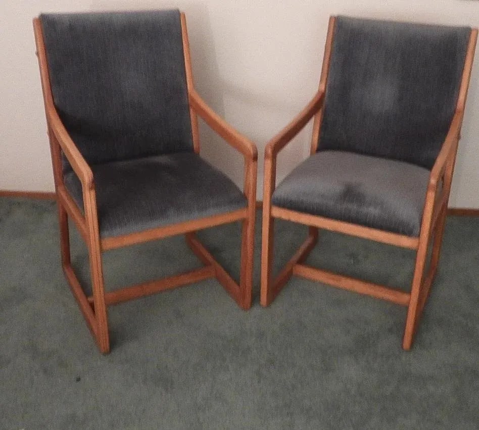 Vintage 1970s Pair of Oak Danish Mid Century Modern Style Dining Side Chairs - 3