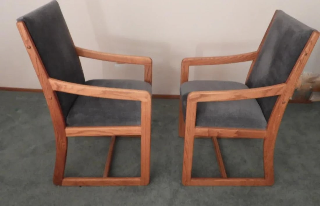 Vintage 1970s Pair of Oak Danish Mid Century Modern Style Dining Side Chairs - 4