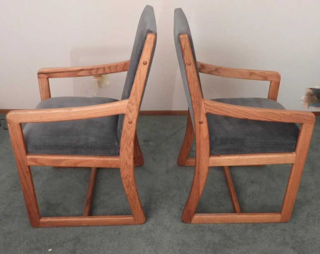 Vintage 1970s Pair of Oak Danish Mid Century Modern Style Dining Side Chairs - 5