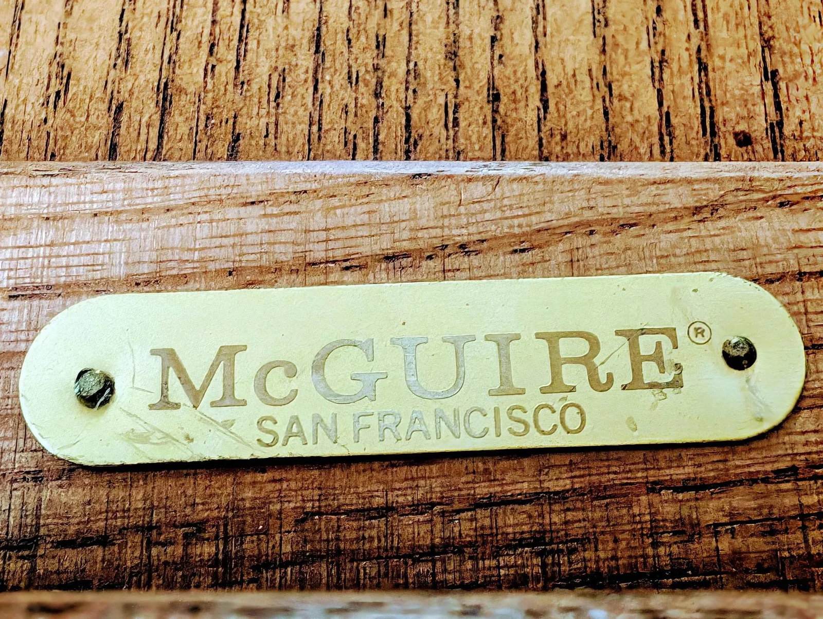 Vintage McGuire Asian Style Oak Bench, Mid 20th Century - 2