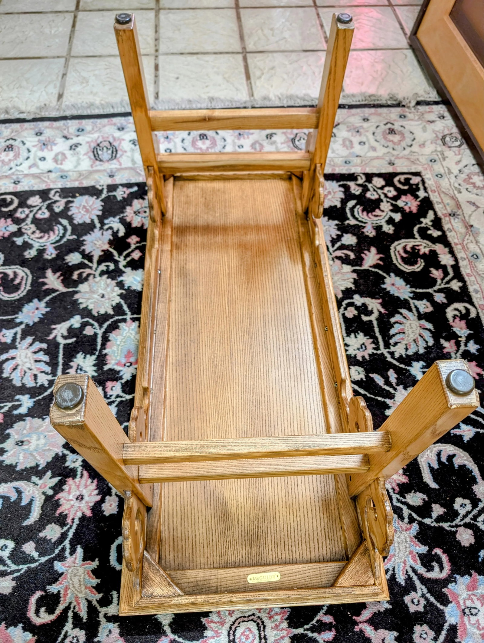 Vintage McGuire Asian Style Oak Bench, Mid 20th Century - 7