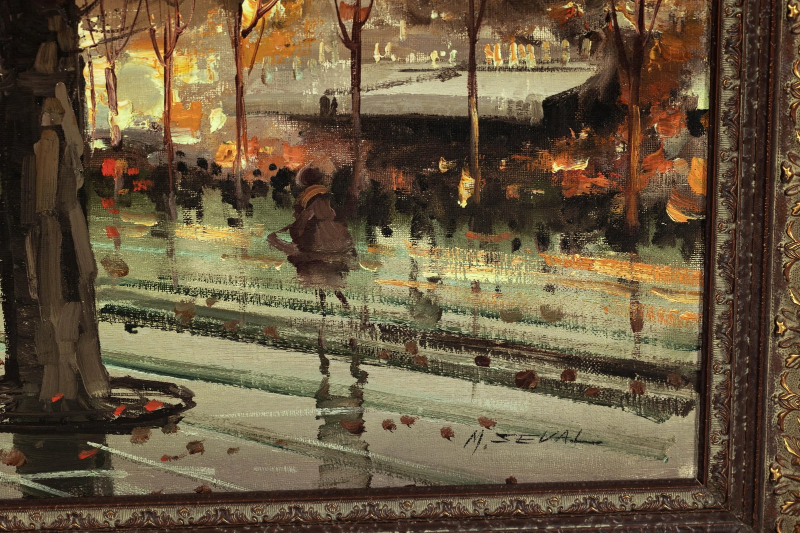 Impressionist Parisian Boulevard Scene, Oil on Canvas Painting Signed M. Serval - 4