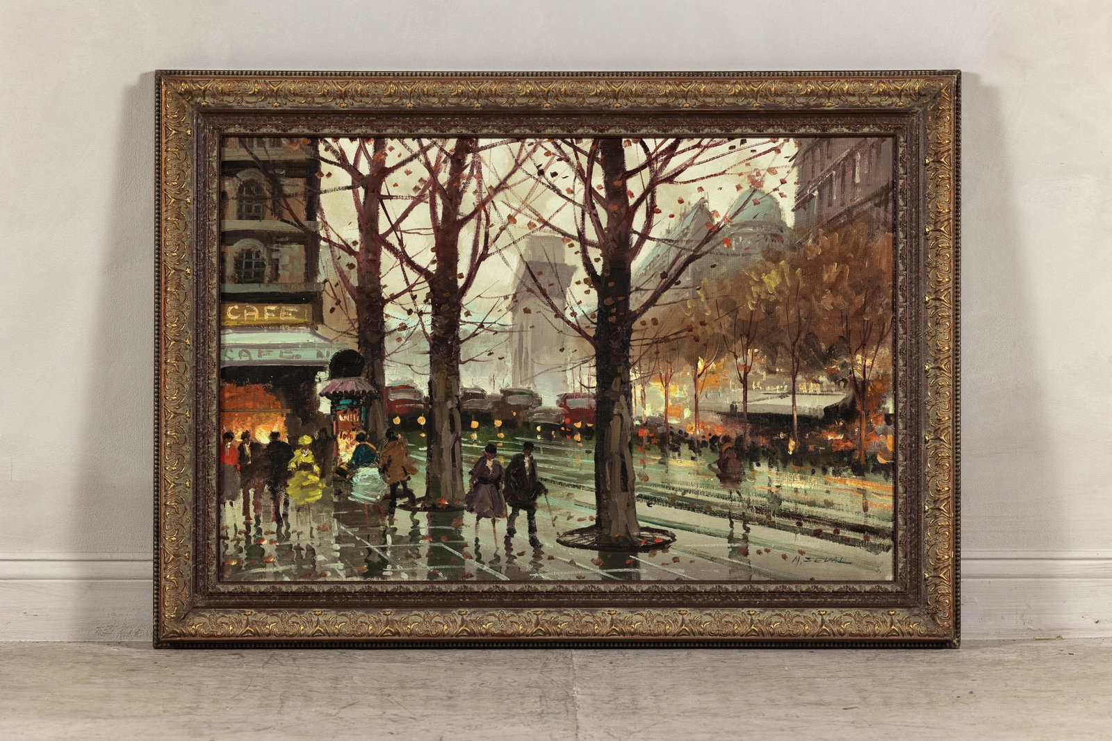 Impressionist Parisian Boulevard Scene, Oil on Canvas Painting Signed M. Serval - 5