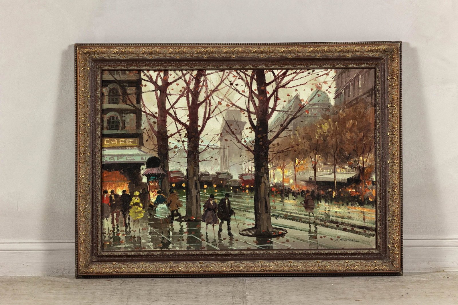 Impressionist Parisian Boulevard Scene, Oil on Canvas Painting Signed M. Serval - 6