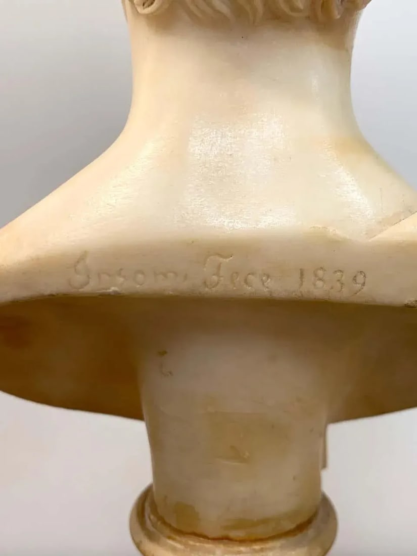 19th Century Italian Neoclassical Alabaster Portrait Bust of a Gentleman by Insom Fece 1839 - 6