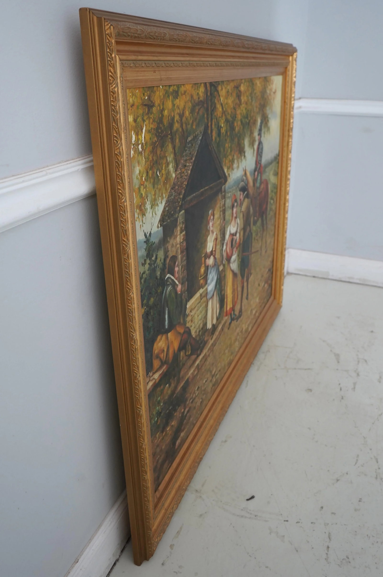 Large Framed Oil Painting on Canvas Mexican Village - 2