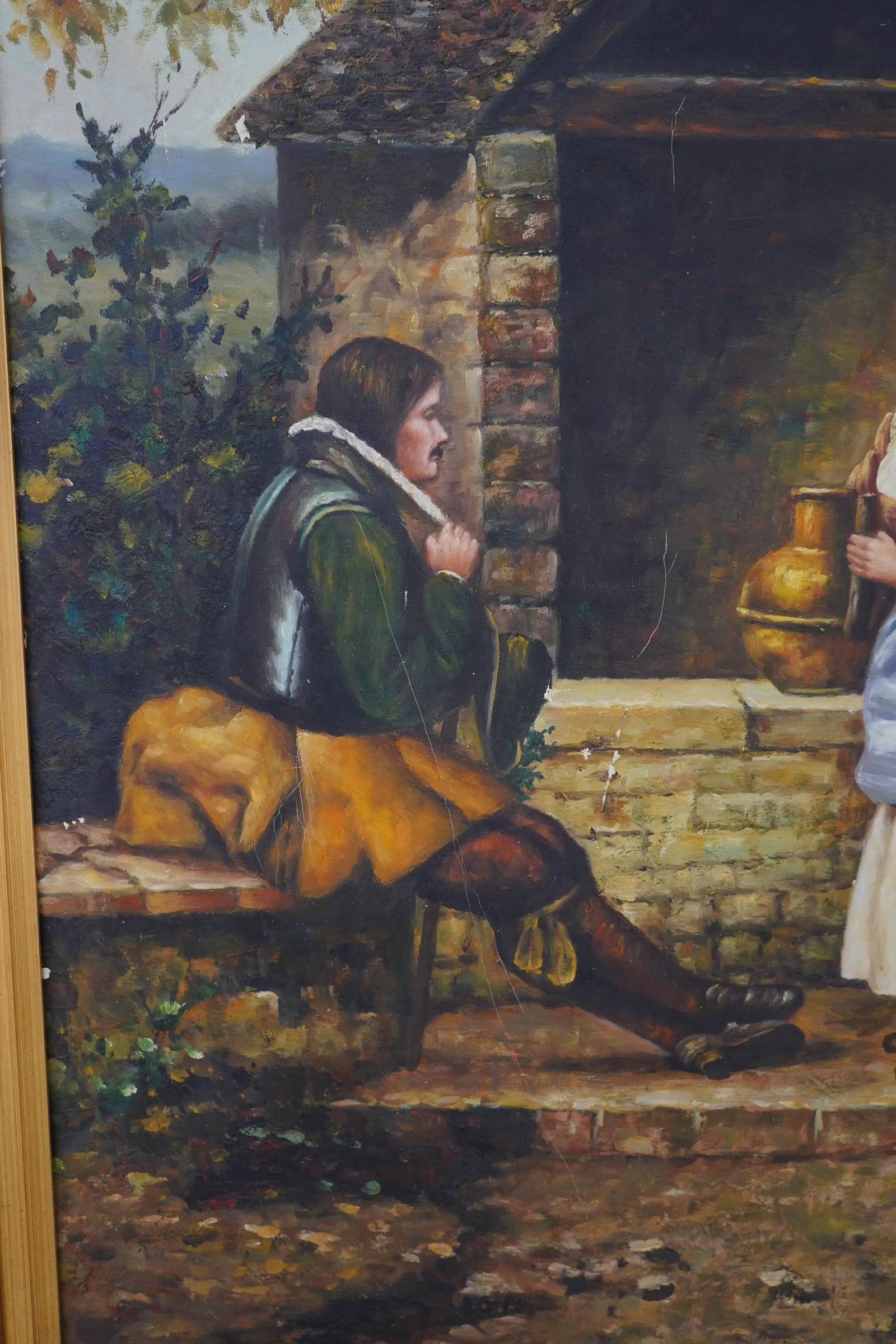 Large Framed Oil Painting on Canvas Mexican Village - 9