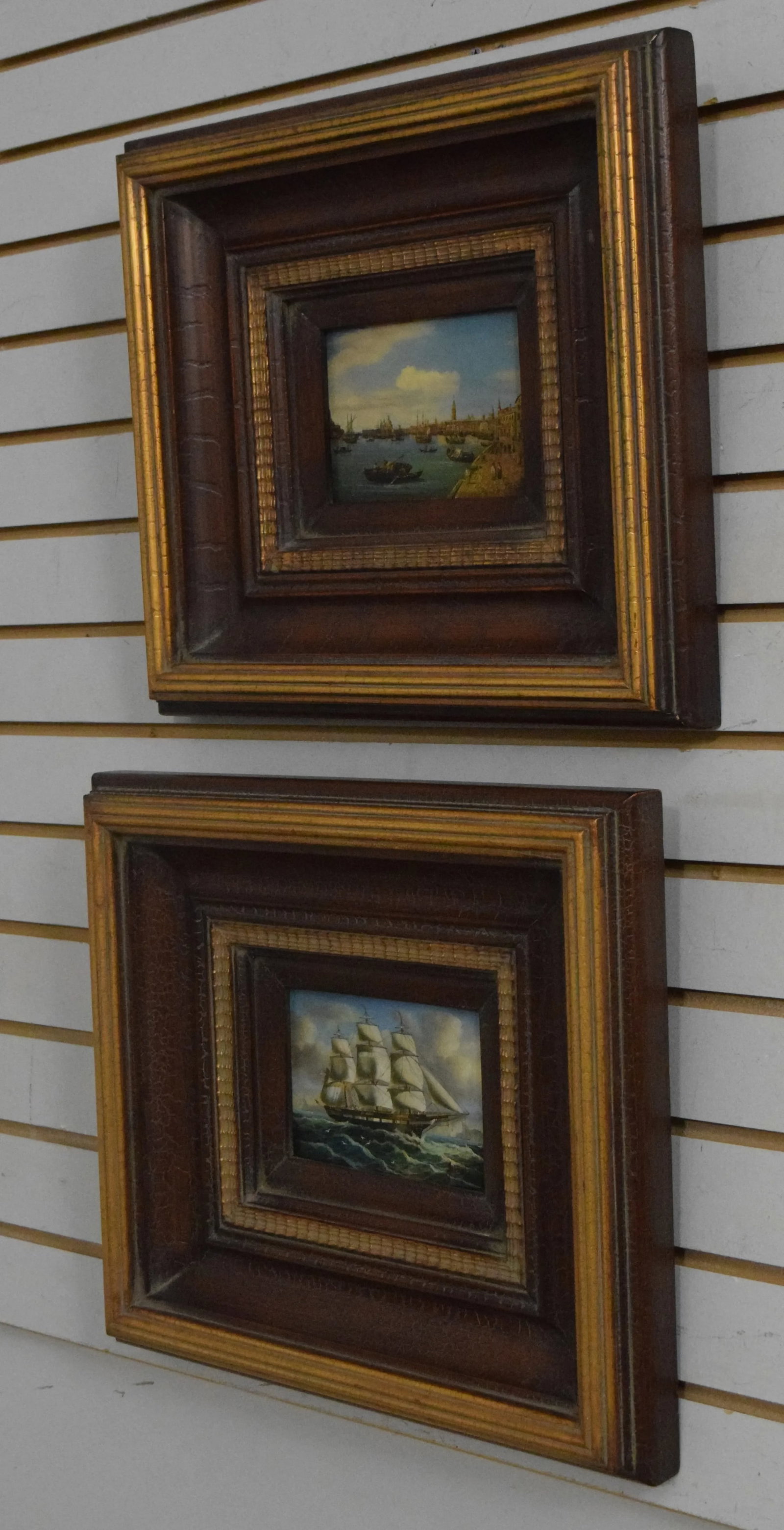 Pair Artist Signed Ship Oil Paintings on Boards - 4