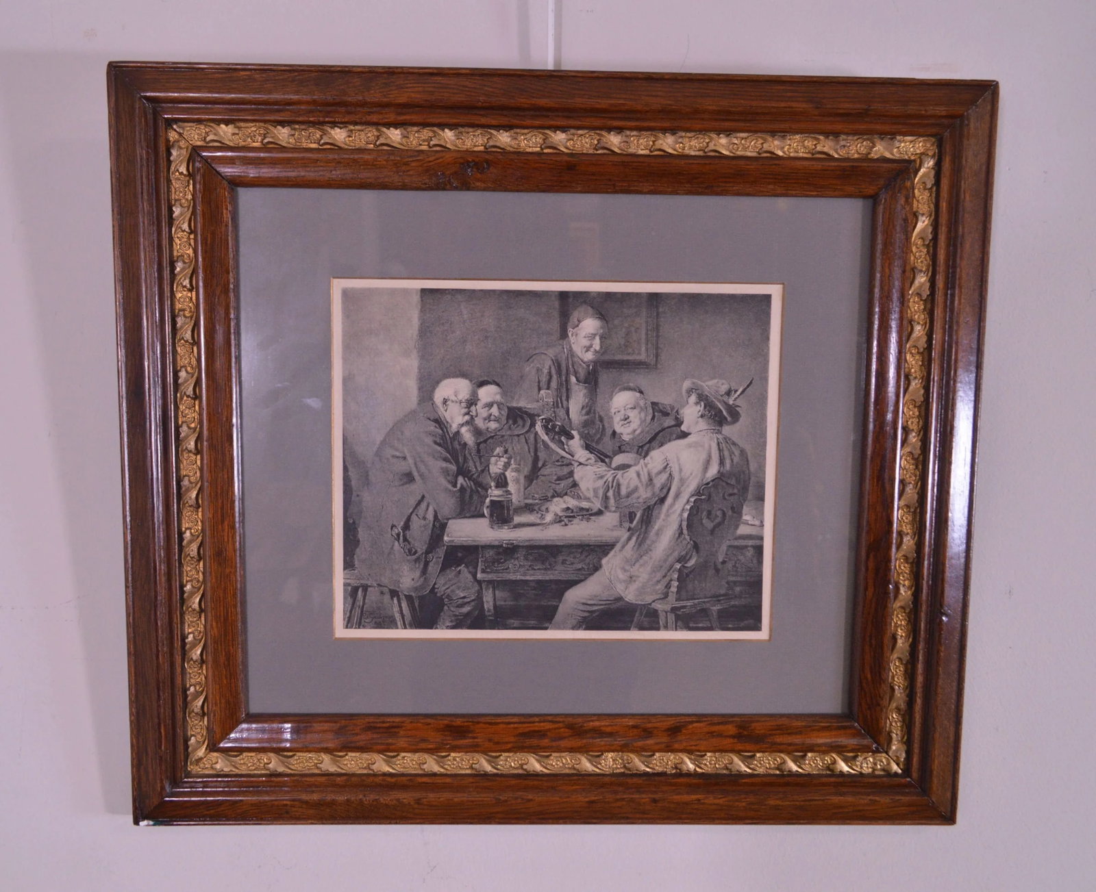 After E. Grutzner "The Song" Photogravure Custome Period Frame - 2