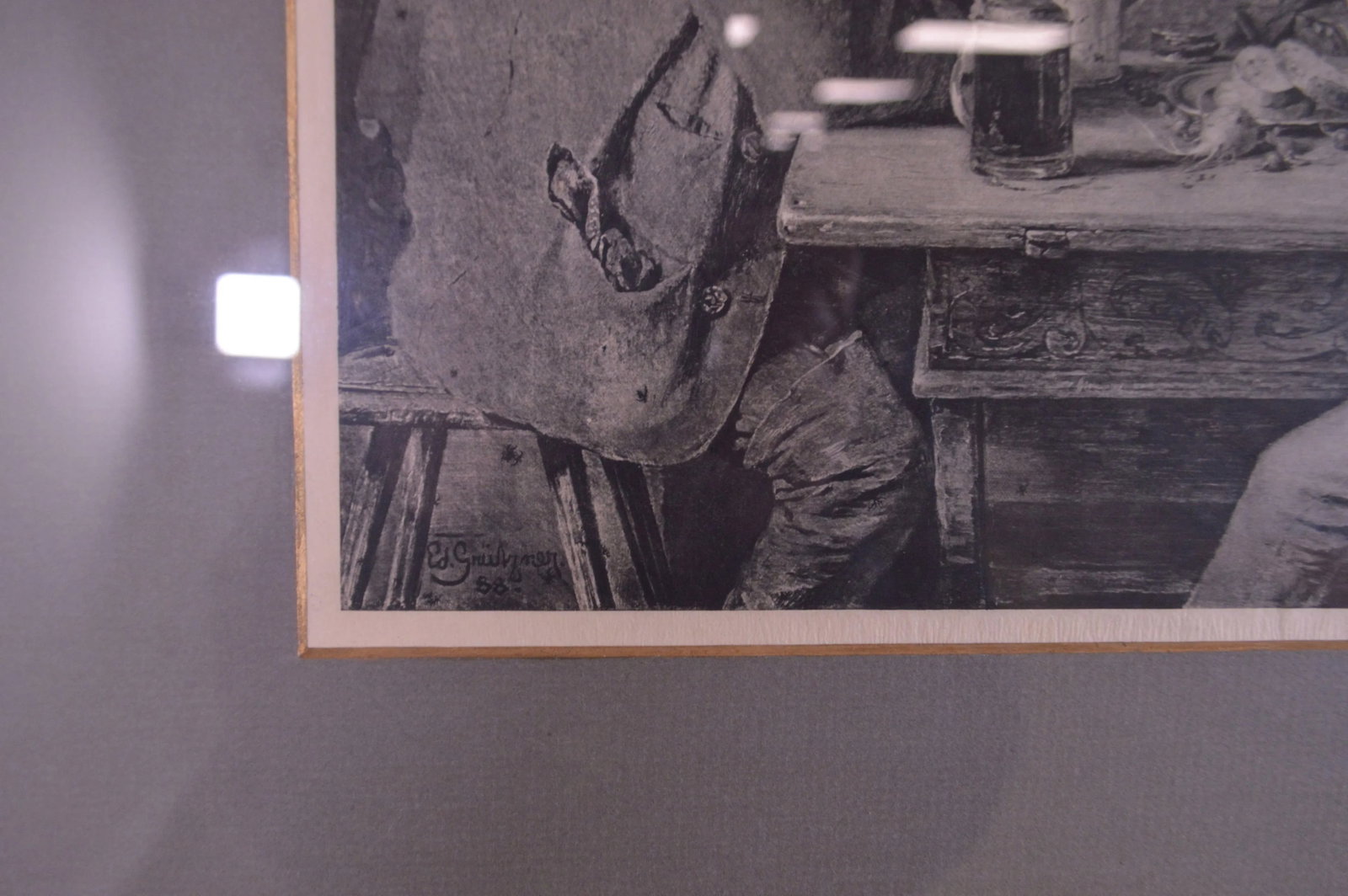 After E. Grutzner "The Song" Photogravure Custome Period Frame - 9