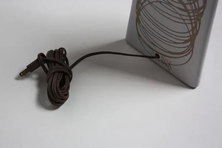 Triangular Martz Table Lamp with Sgraffito Circular Pattern - 3