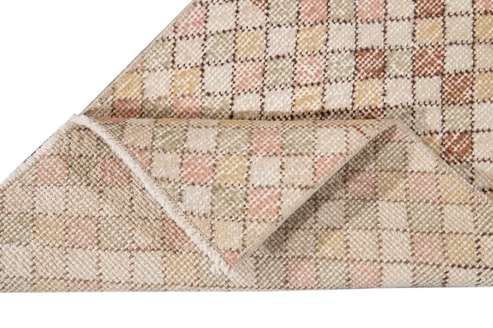 Mid-20th Century Vintage Art Deco Wool Runner 1'07" X 5". - 3