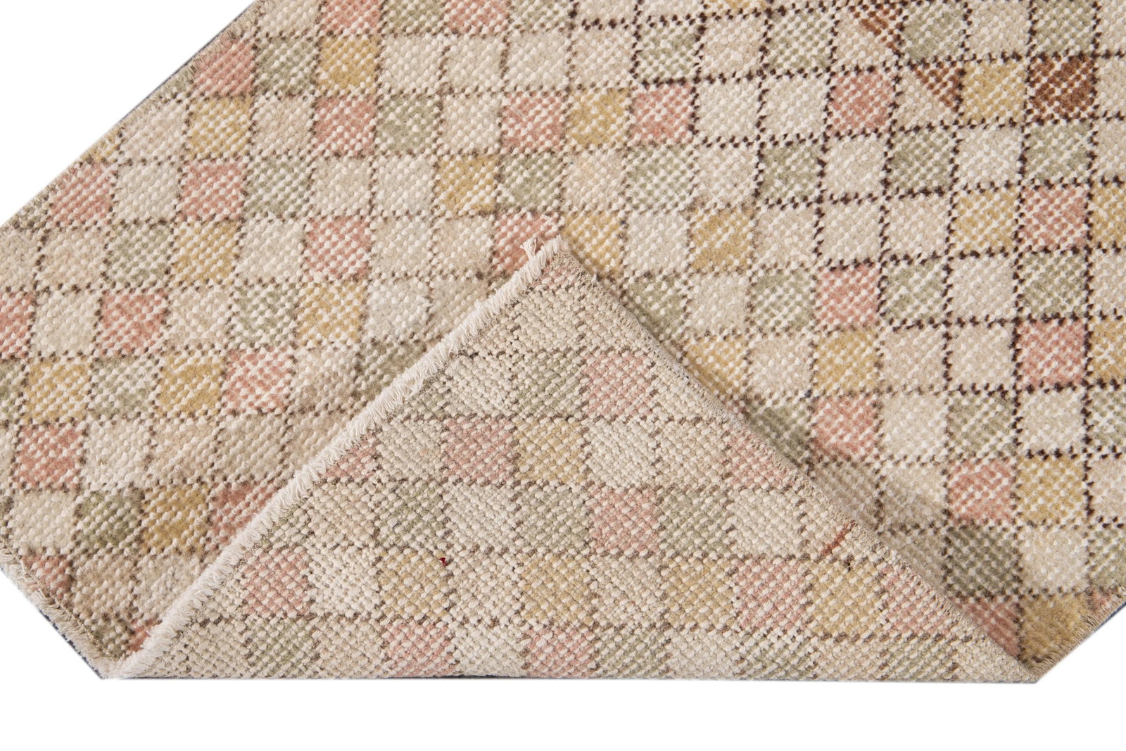 Mid-20th Century Vintage Art Deco Wool Runner 1'07" X 5". - 4